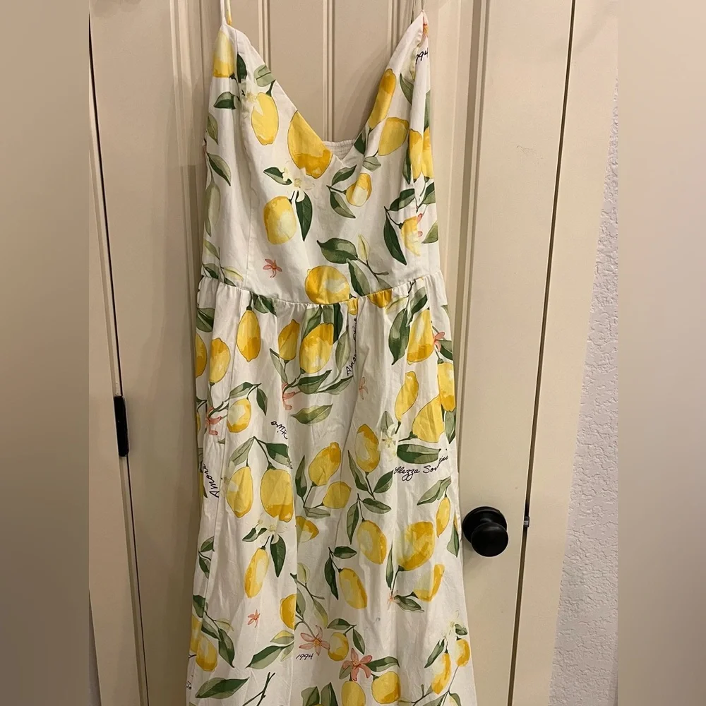 H&M Lemon Print Dress - White and Yellow size xl NWOT - Picture 1 of 7